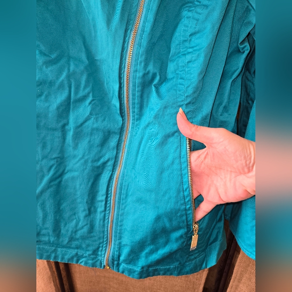 NWOT Bob Mackie Wearable Art Turquoise Women's Jacket Size XL - Picture 3 of 14